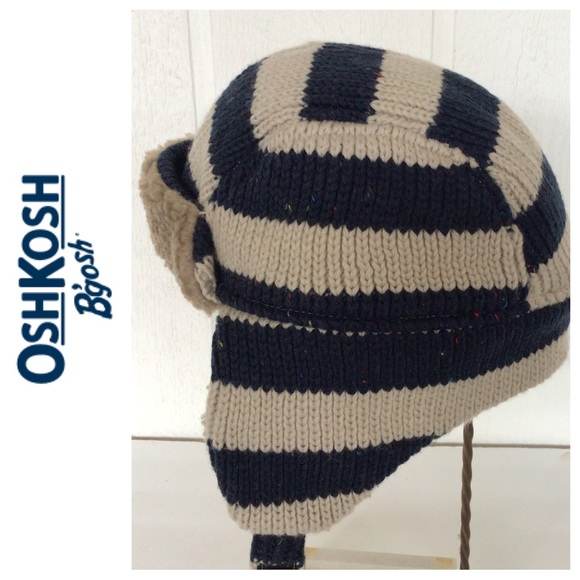 OSH KOSH BGOSH STRIPED FUZZY TRAPPER HAT NWT - Picture 2 of 16
